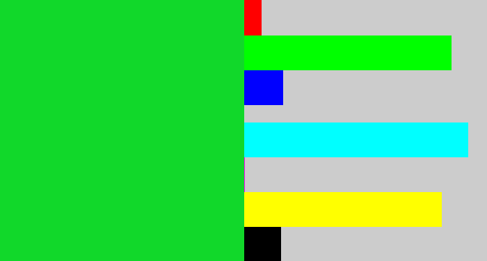 Hex color #11d82a - vibrant green