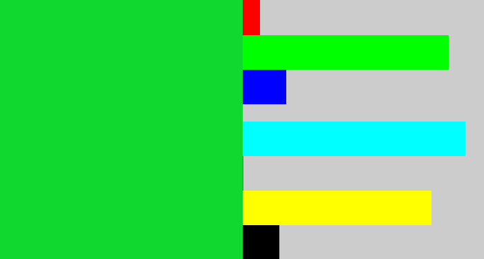 Hex color #11d82f - vibrant green