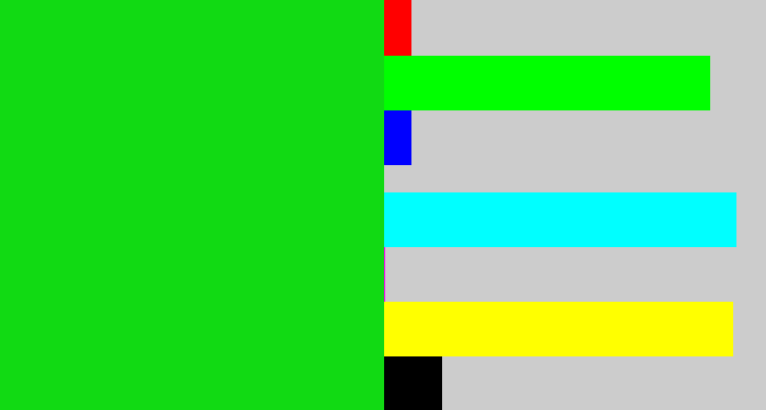 Hex color #11da13 - vibrant green