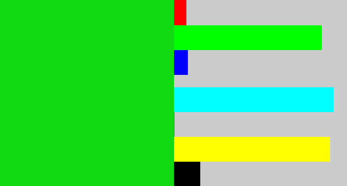 Hex color #11da15 - vibrant green