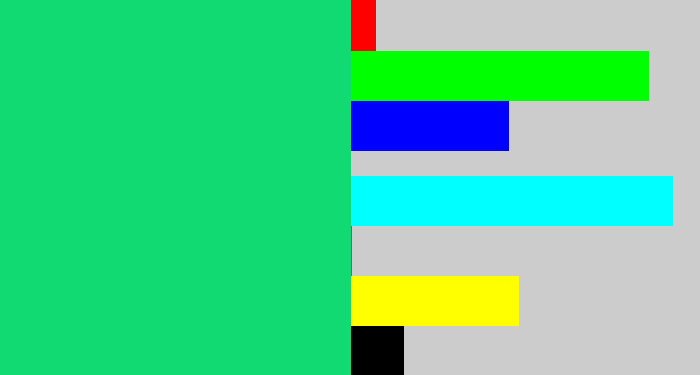 Hex color #11da72 - tealish green