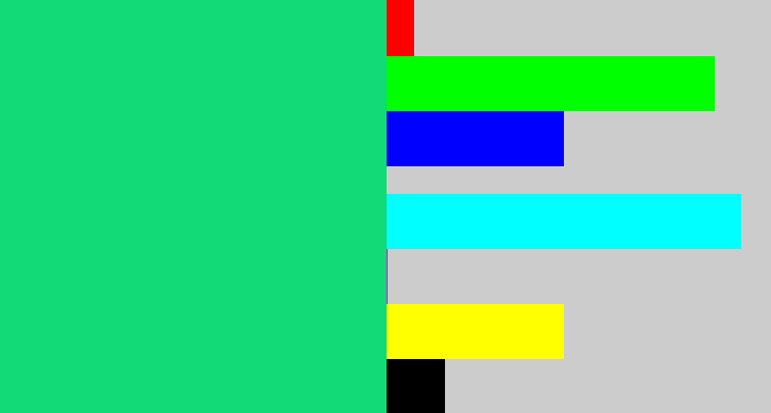 Hex color #11da76 - tealish green