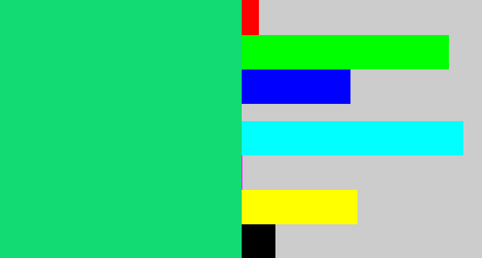 Hex color #11db72 - tealish green