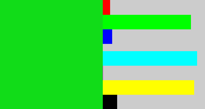 Hex color #11dc18 - vibrant green