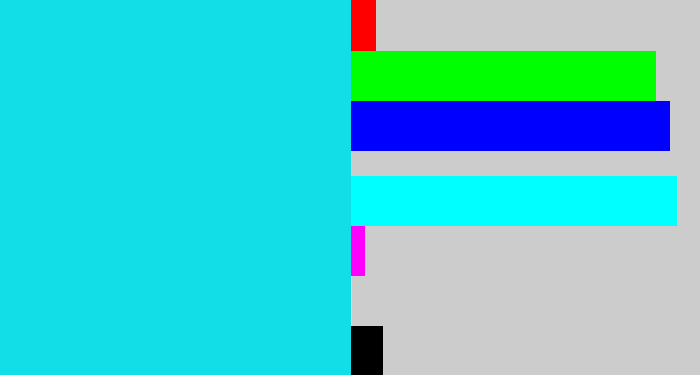 Hex color #11dee7 - aqua blue
