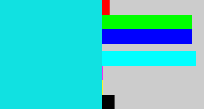 Hex color #11e1e1 - aqua blue