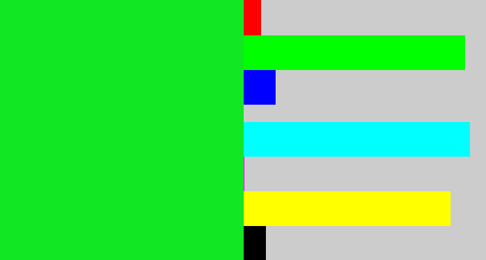 Hex color #11e722 - vibrant green
