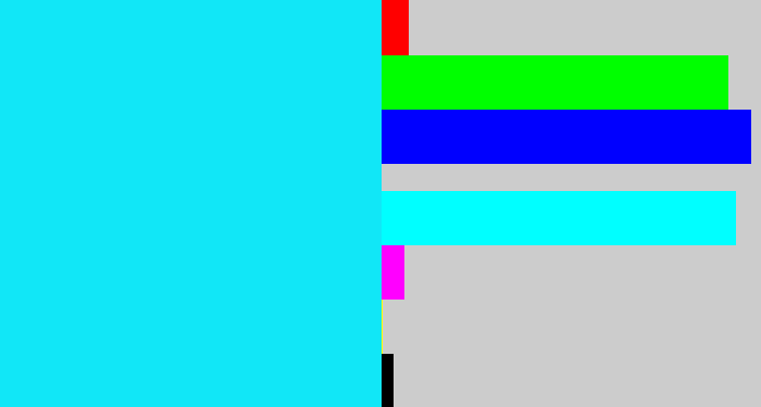 Hex color #11e7f7 - neon blue