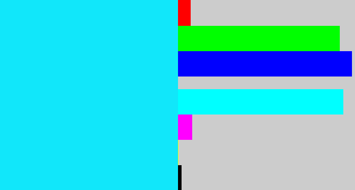 Hex color #11e7fa - neon blue