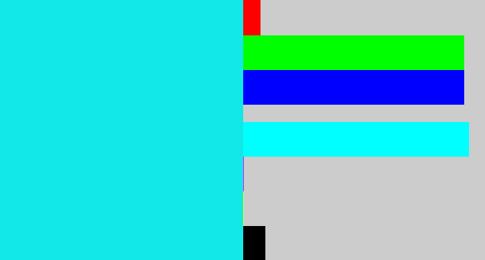 Hex color #11e8e7 - bright aqua