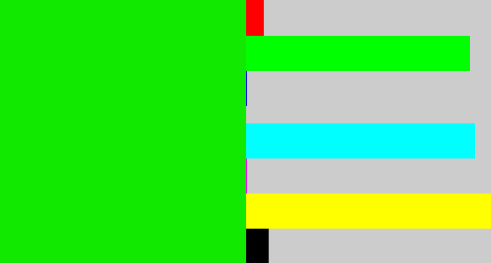 Hex color #11e901 - vibrant green