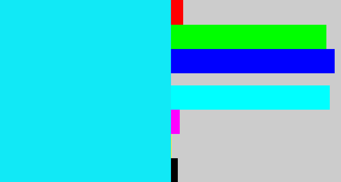 Hex color #11e9f6 - bright aqua