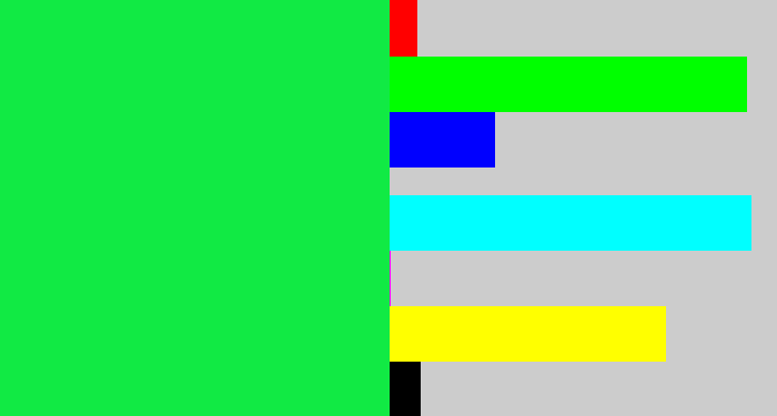 Hex color #11ea44 - bright light green