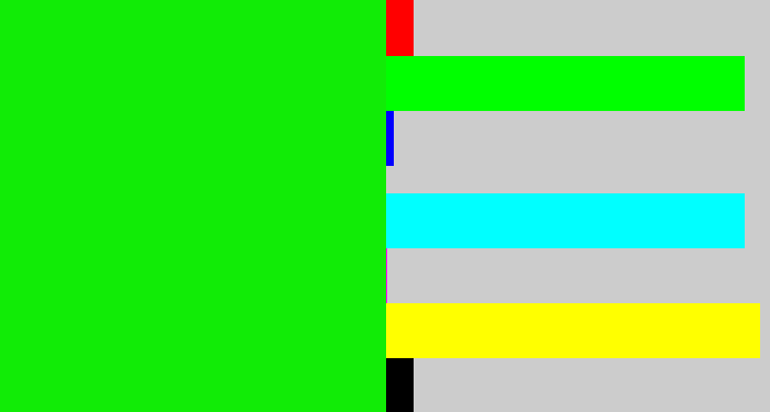 Hex color #11ec06 - vibrant green