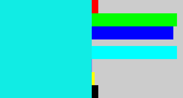 Hex color #11ece4 - bright aqua