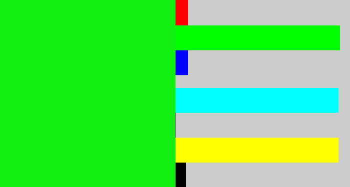 Hex color #11ef11 - neon green