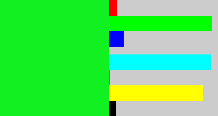 Hex color #11f021 - hot green