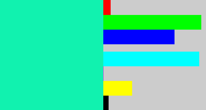 Hex color #11f2af - greenish turquoise