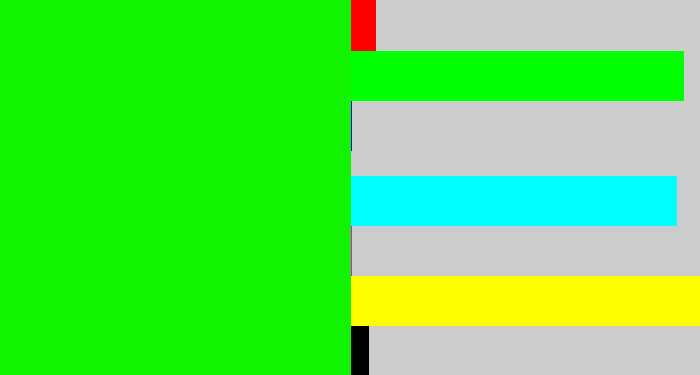 Hex color #11f301 - fluro green
