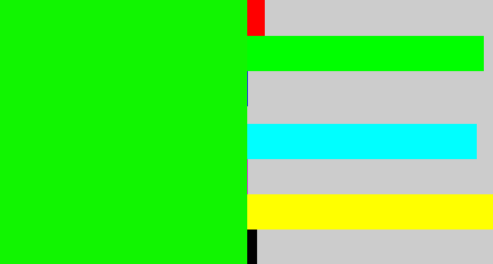 Hex color #11f501 - fluro green