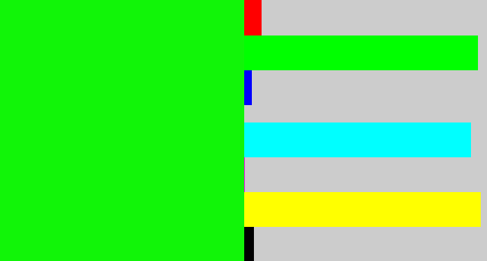 Hex color #11f508 - neon green