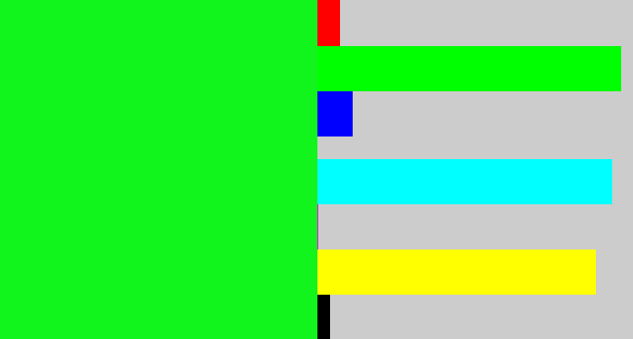 Hex color #11f51d - neon green