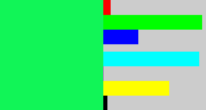 Hex color #11f557 - bright light green