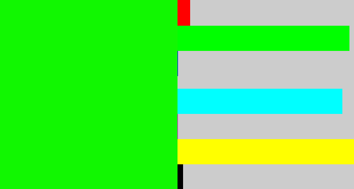 Hex color #11f701 - fluro green