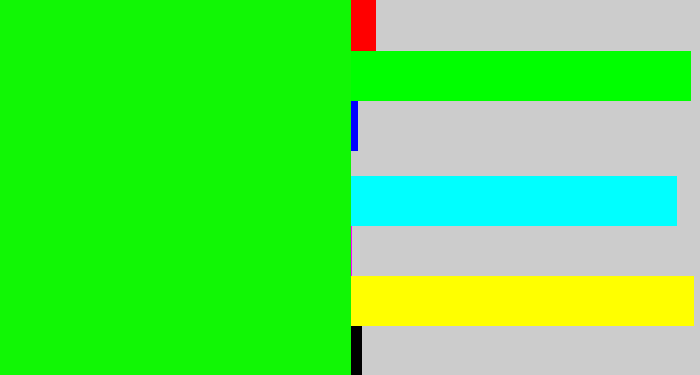 Hex color #11f705 - fluro green