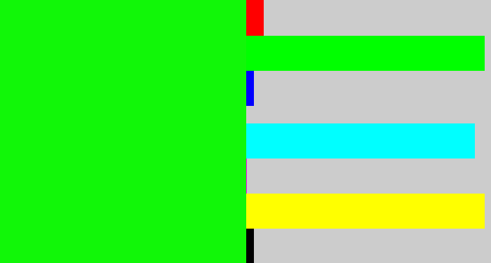 Hex color #11f708 - neon green