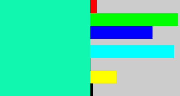 Hex color #11f7b0 - greenish turquoise