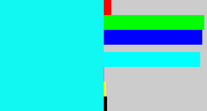 Hex color #11f7f1 - bright aqua
