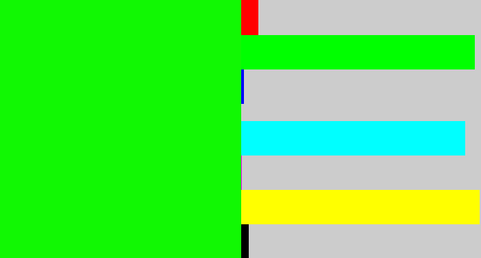Hex color #11f803 - fluro green