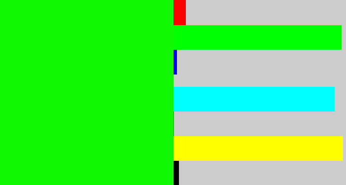 Hex color #11f804 - fluro green