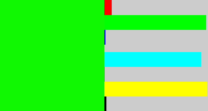 Hex color #11f902 - fluro green