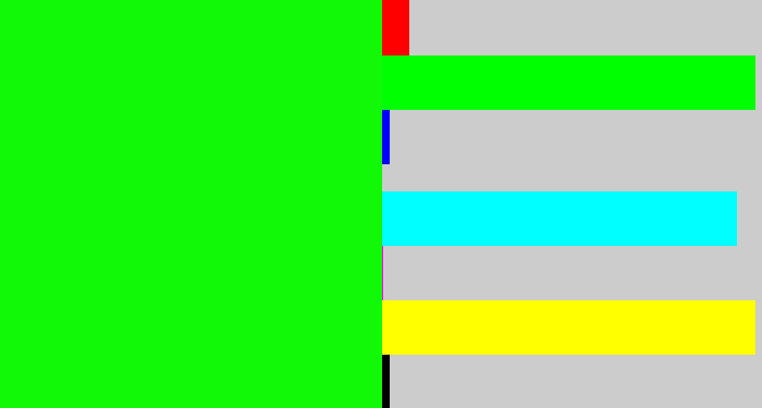 Hex color #11f906 - neon green
