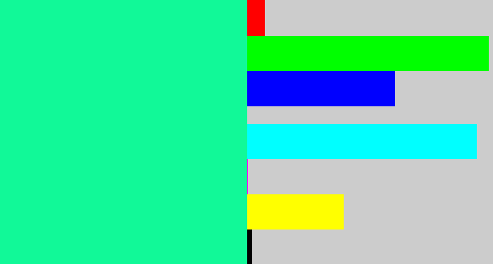 Hex color #11f998 - bright sea green