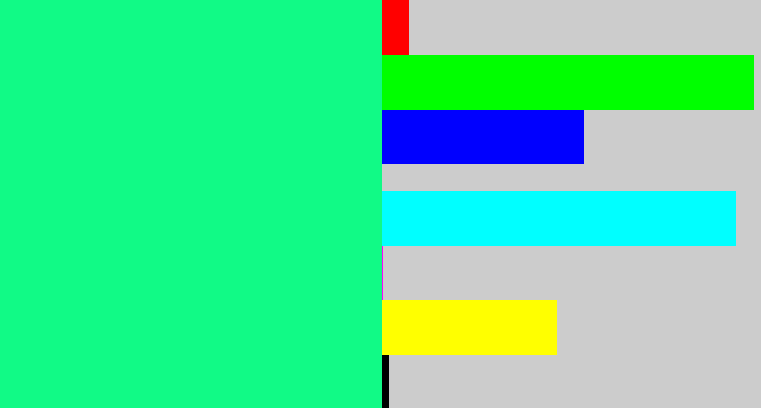 Hex color #11fa86 - minty green