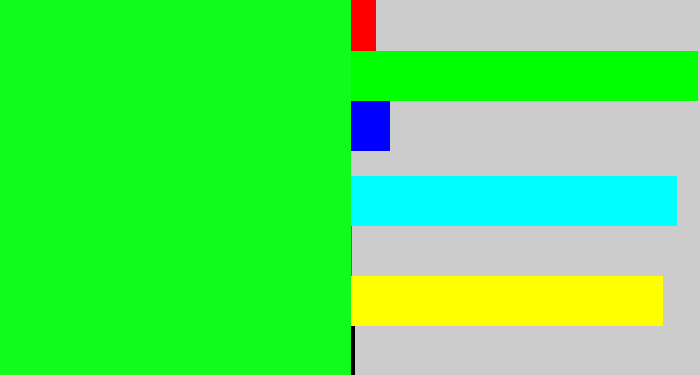 Hex color #11fc1c - neon green