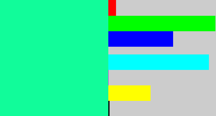 Hex color #11fc9a - bright sea green
