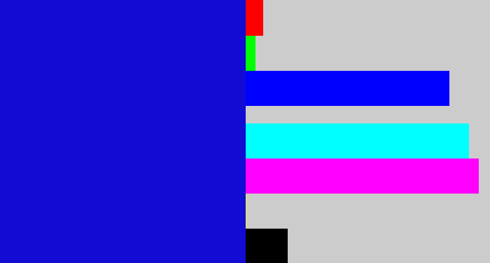 Hex color #120bd3 - ultramarine blue
