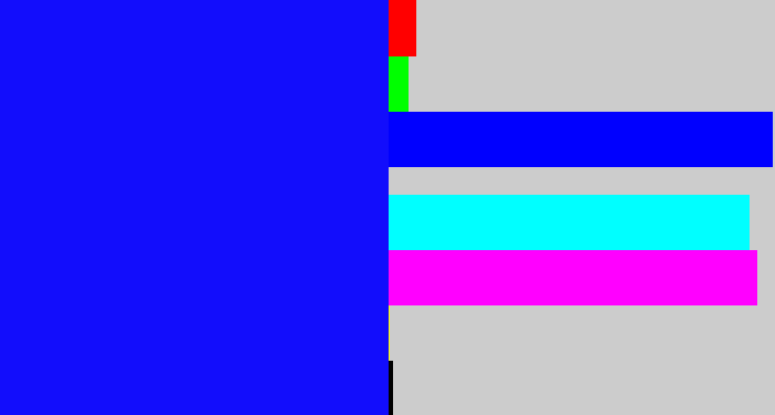 Hex color #120dfc - strong blue