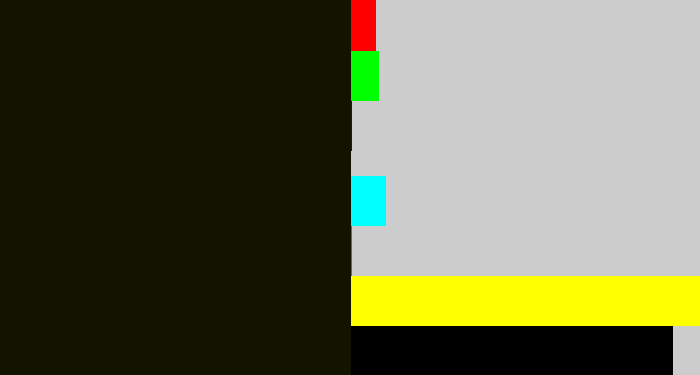 Hex color #121400 - almost black