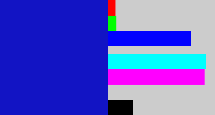 Hex color #1214c4 - true blue