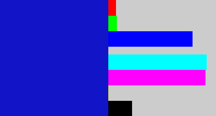 Hex color #1214c7 - true blue