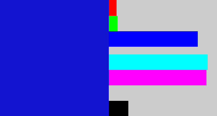 Hex color #1214d0 - true blue