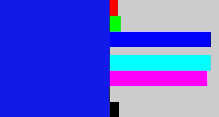 Hex color #121aea - rich blue