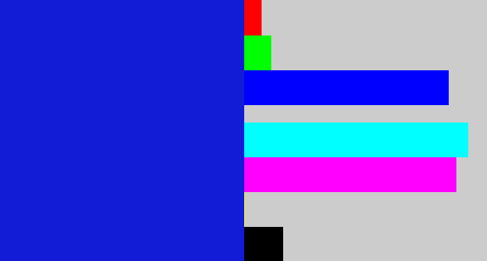 Hex color #121bd6 - true blue