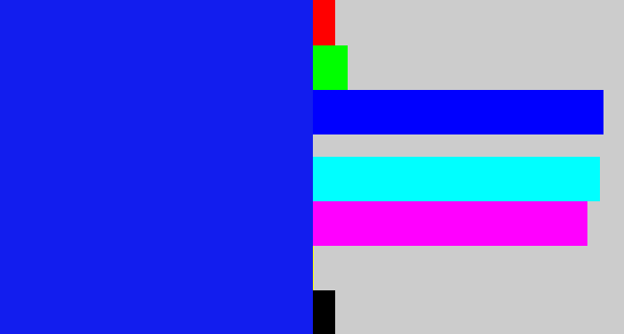 Hex color #121dee - rich blue