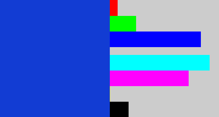 Hex color #123cd3 - blue